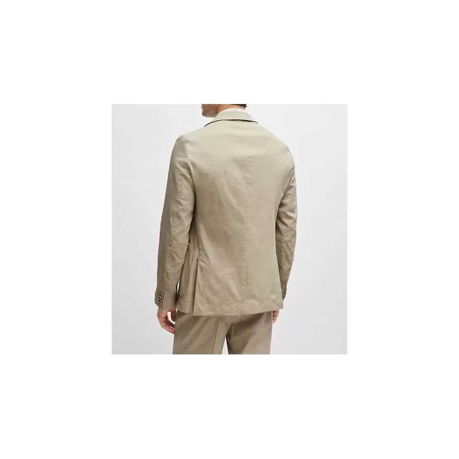 Veste Droite Slim Fit En Lin Mélangé Beige Boss Homme | Toulouse