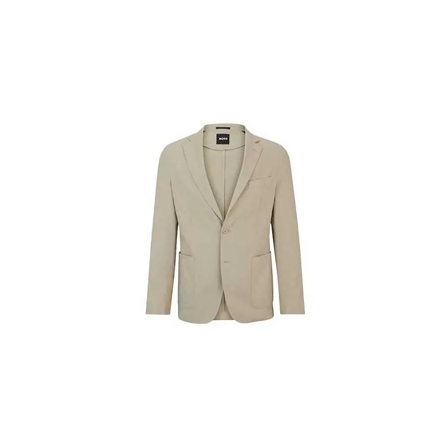 Veste Droite Slim Fit En Lin Mélangé Beige Boss Homme | Toulouse