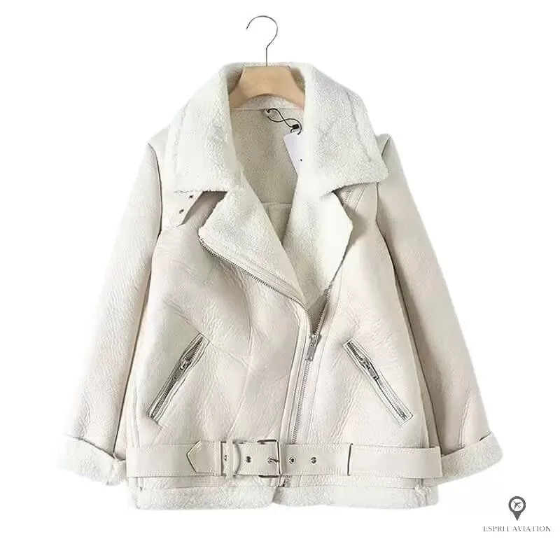 veste fourrée blanche aviateur femme