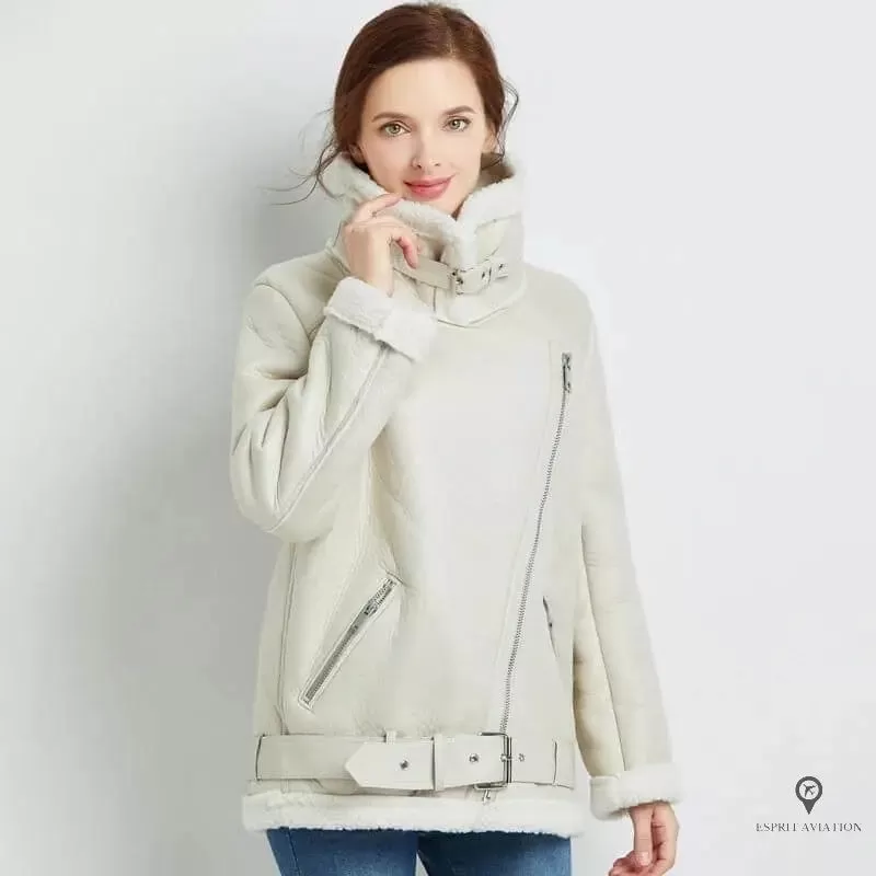 veste fourrée blanche aviateur femme