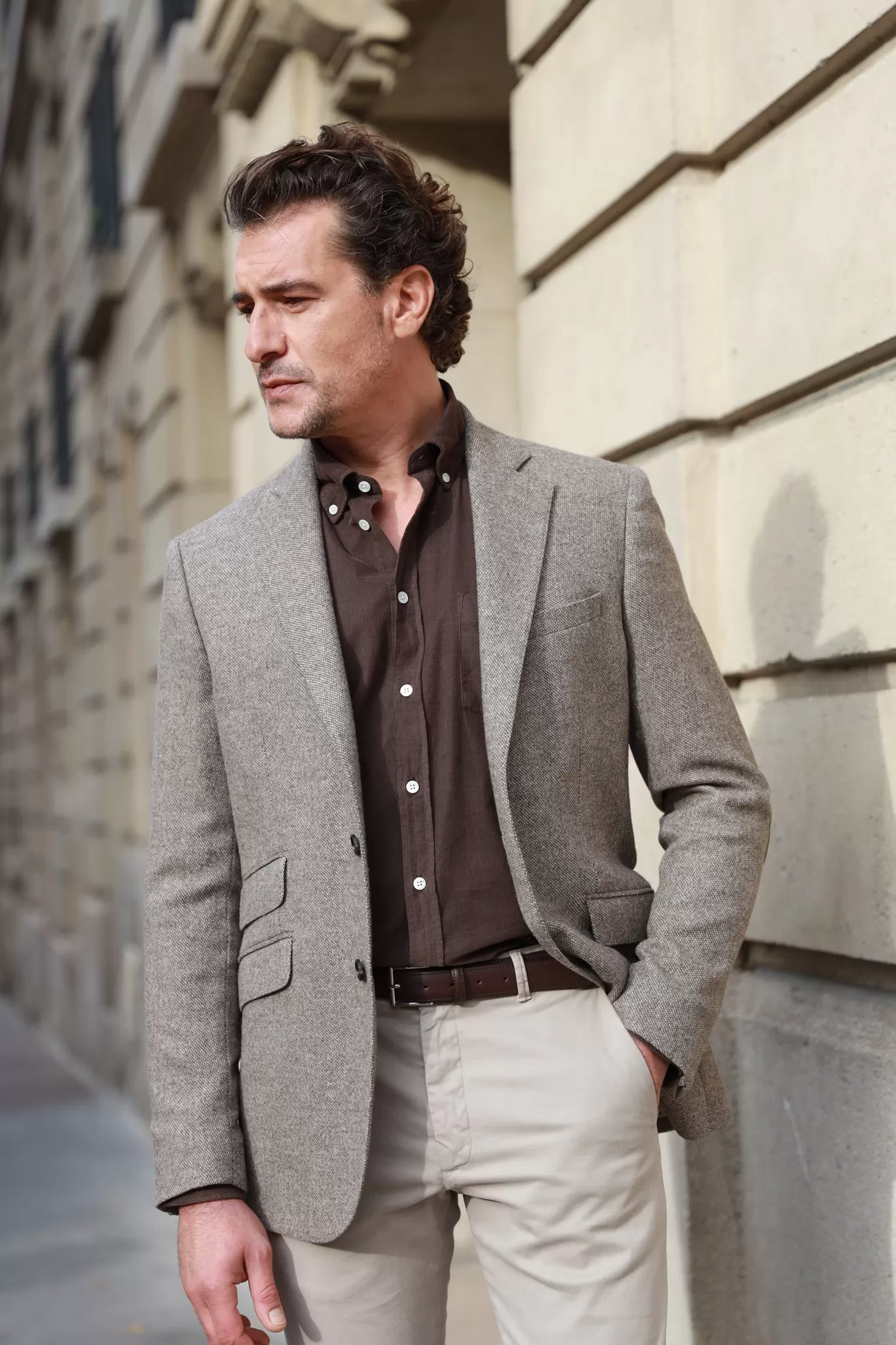 Veste Goal en laine et cachemire - Tweed Beige