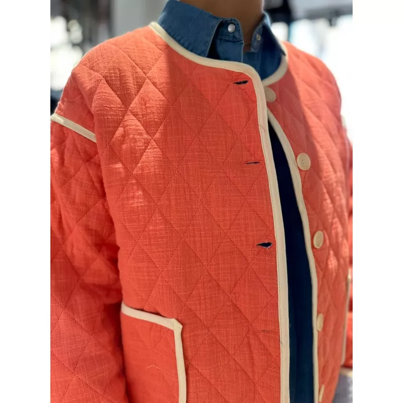 Veste Matelassée Orange à rayure