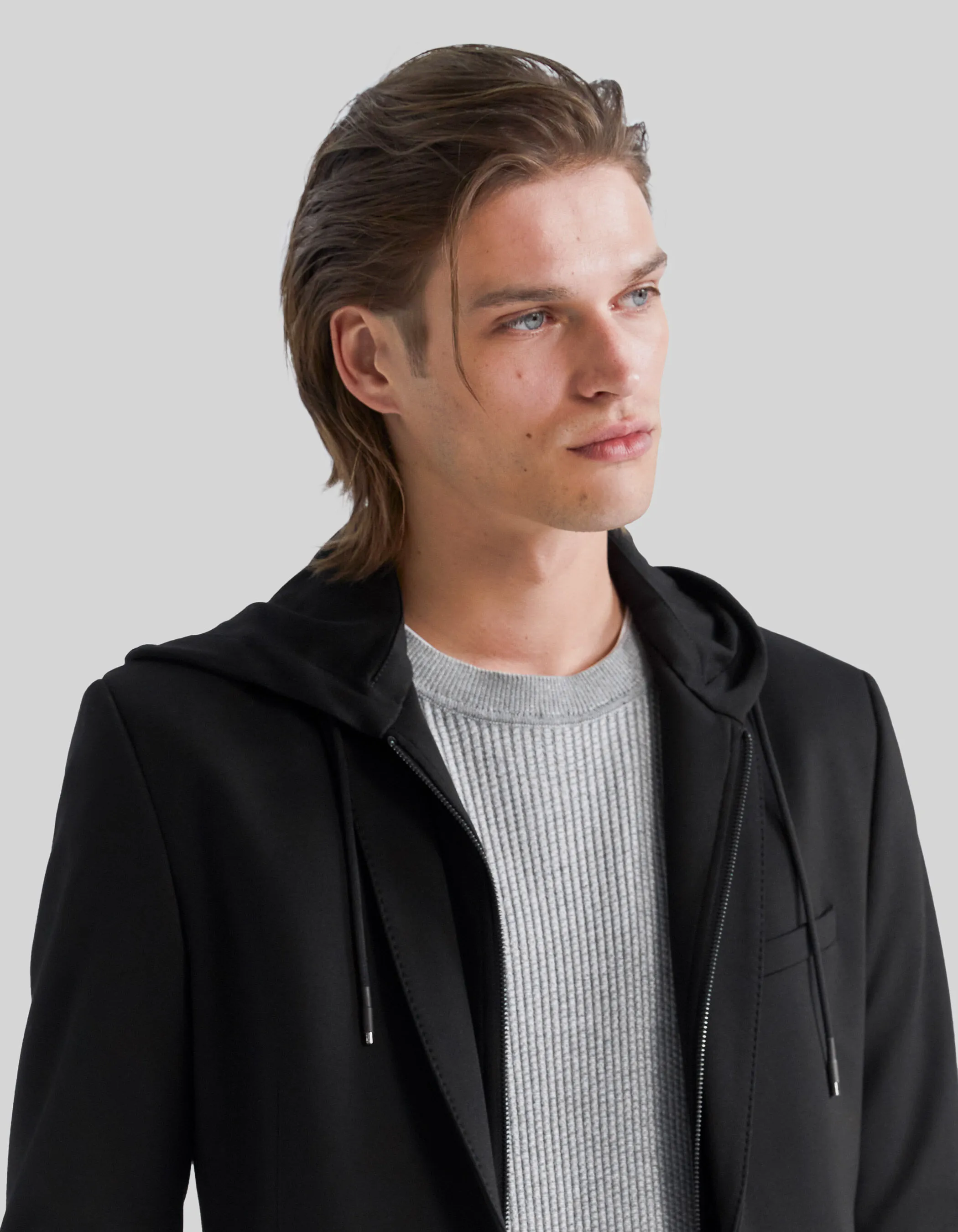 Veste noire Interlock à parementure amovible Homme