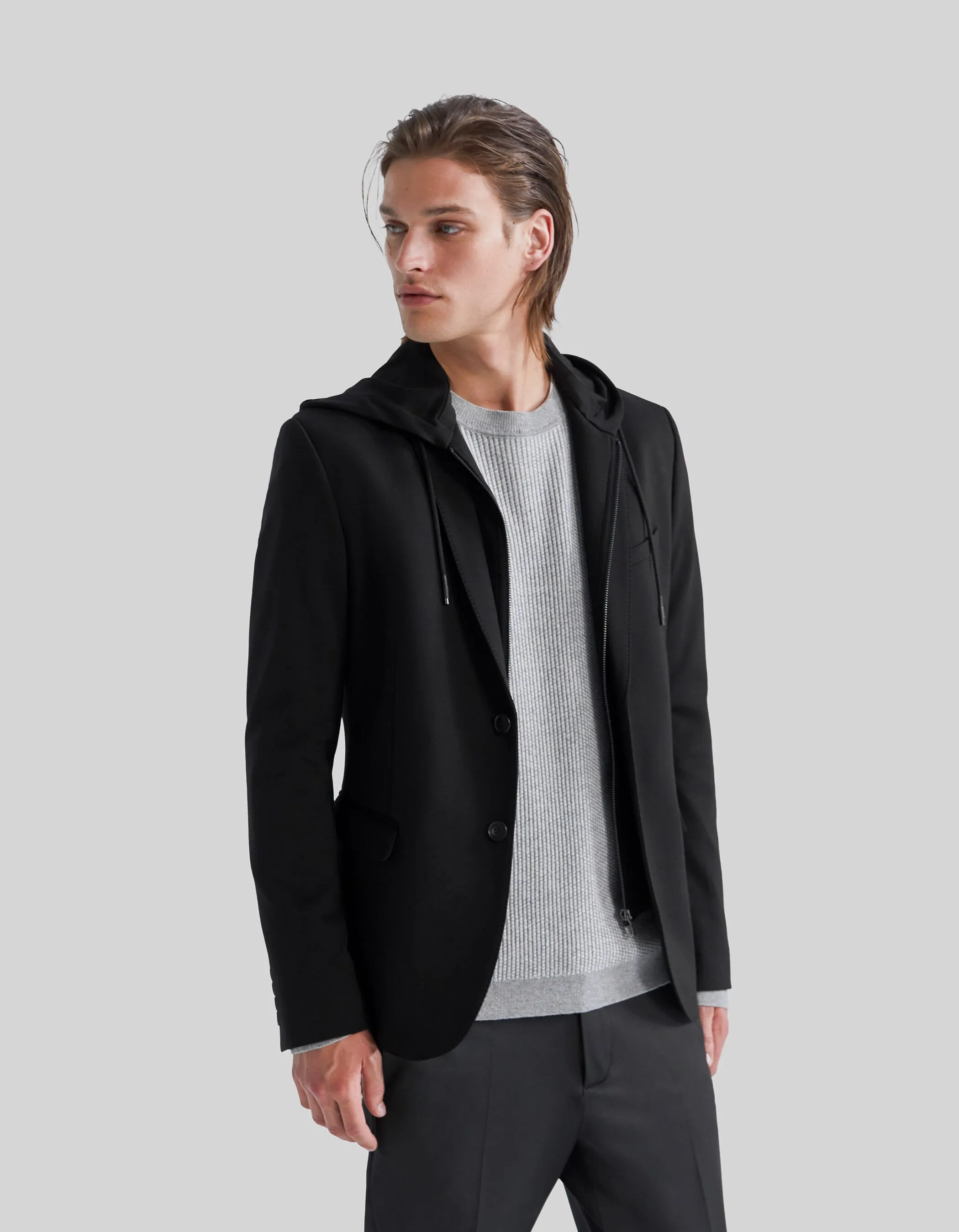 Veste noire Interlock à parementure amovible Homme