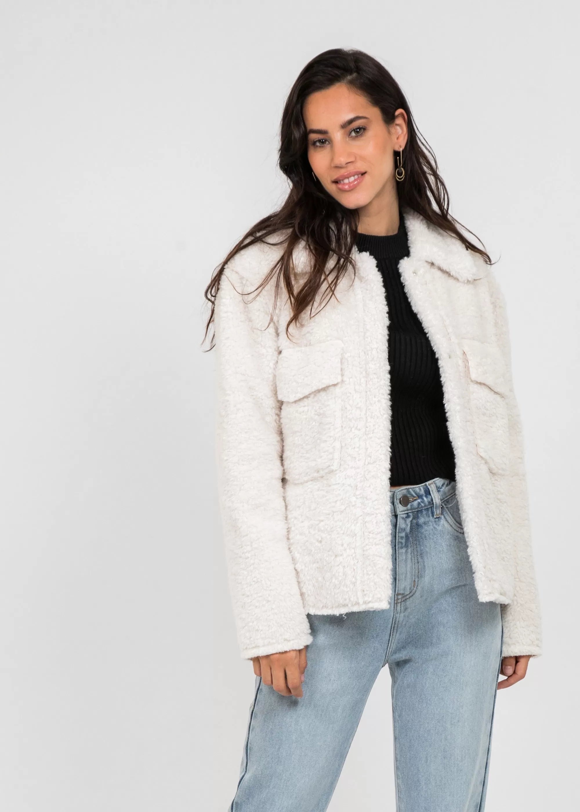 Veste pelucheuse crème