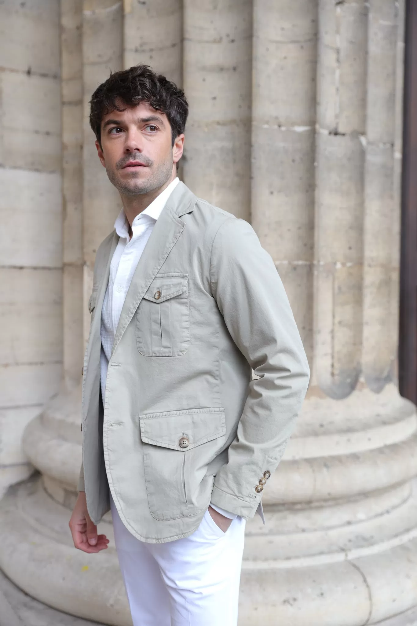 Veste Saharienne Leon en coton stretch - Beige