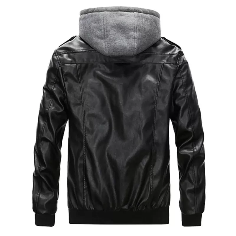 Veste Simili PU à Capuche Homme