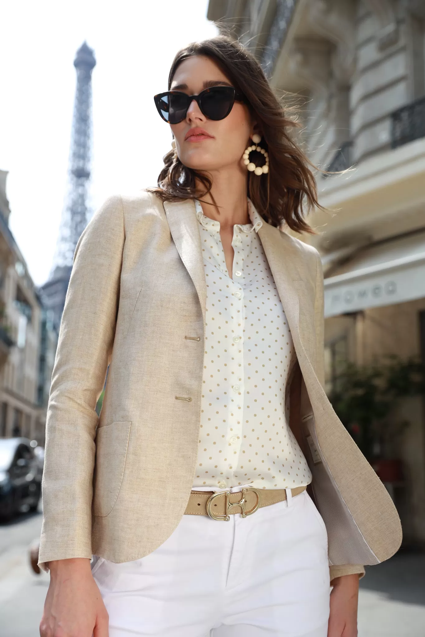 Veste Victoire en lin - Chevron Beige