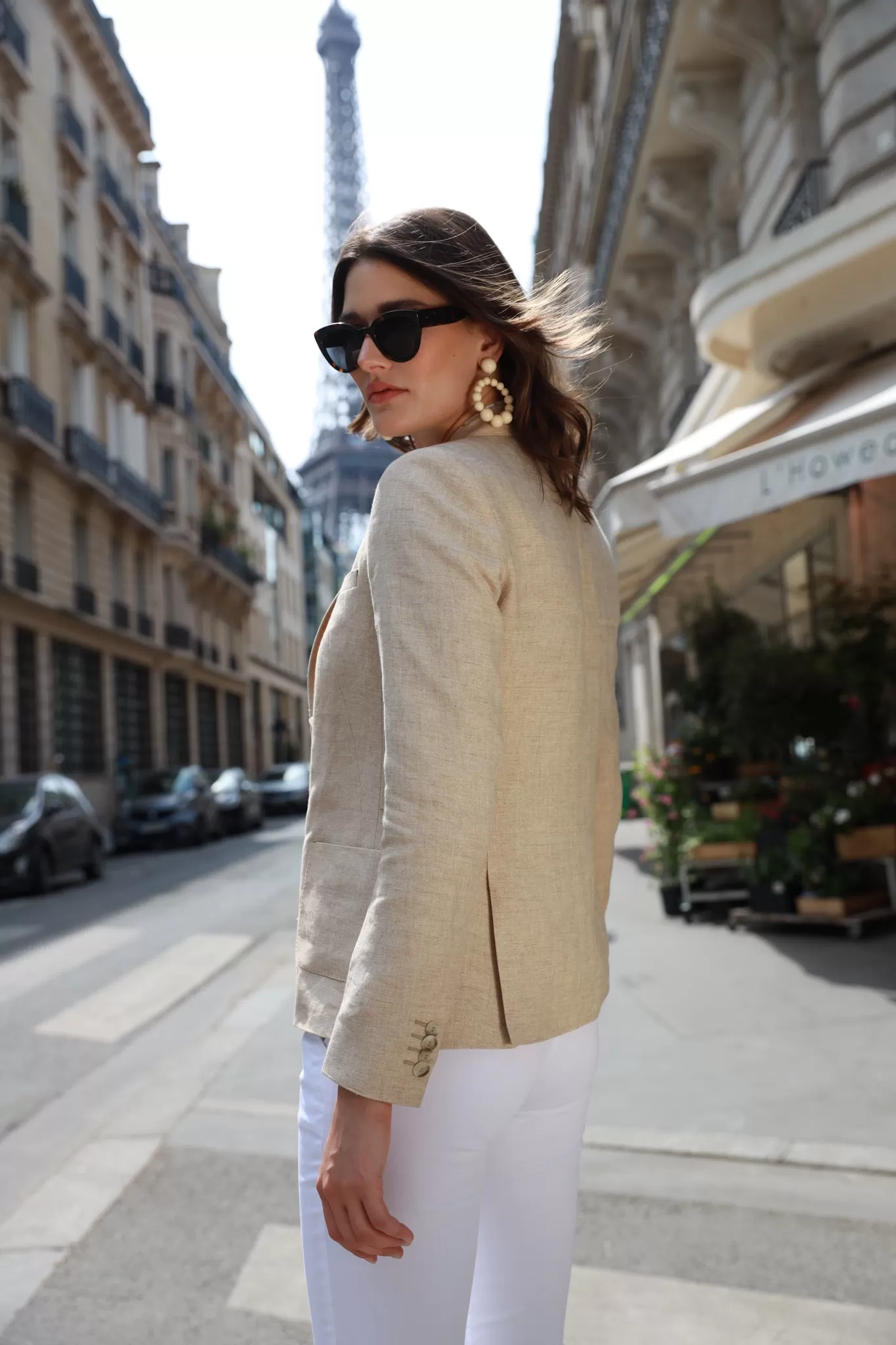 Veste Victoire en lin - Chevron Beige